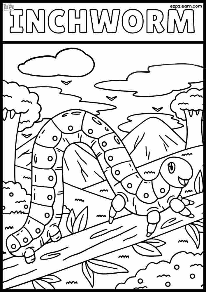 Wiggle into fun! Color an inchworm online with this free interactive coloring page. Download or print for a cute and educational insect activity.